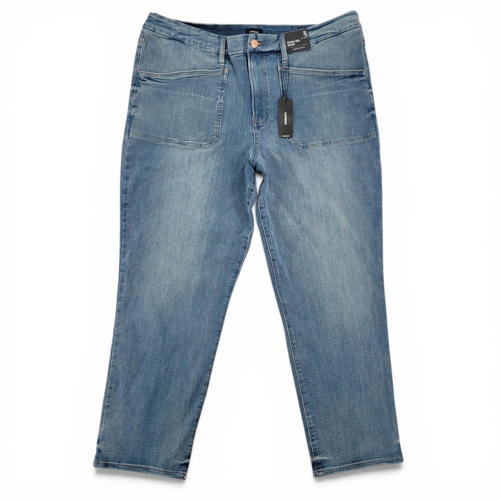Express Straight Ankle High Rise Jeans XL‎ 18 20 22 NWT Stretch Denim Minimalist
